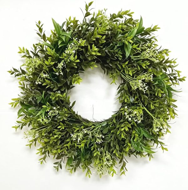 26" Large Eucalyptus Wreaths for Front Door, Artificial Green Leaves Greenery Wreath Boxwoods Wreaths for Indoor Outdoor Home Wall Window Weddings Decor Spring Summer All Seasons