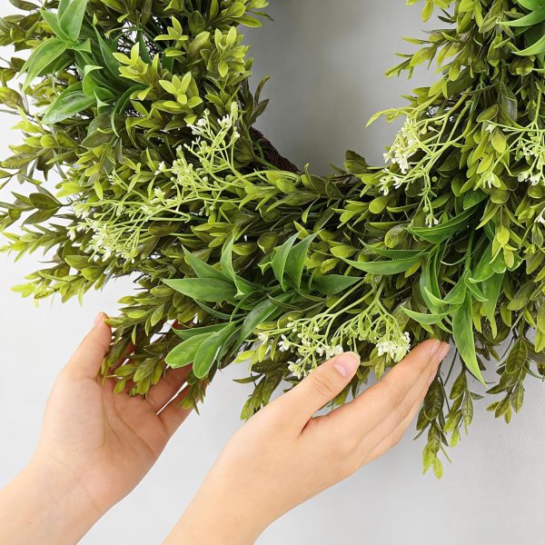 26" Large Eucalyptus Wreaths for Front Door, Artificial Green Leaves Greenery Wreath Boxwoods Wreaths for Indoor Outdoor Home Wall Window Weddings Decor Spring Summer All Seasons