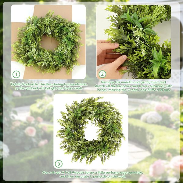 26" Large Eucalyptus Wreaths for Front Door, Artificial Green Leaves Greenery Wreath Boxwoods Wreaths for Indoor Outdoor Home Wall Window Weddings Decor Spring Summer All Seasons
