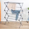 CT0439563JS_3 Honey-Can-Do Oversized Collapsible Clothes Drying Rack, 35", 50 lb, Grey | Oversized 35" x 45" steel rack holds 50 lb and folds flat for storage. Air-dry a full load indoors or outdoors.