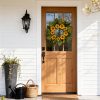 CYANBLOOM 24" Sunflower Wreath with Eucalyptus, Modern Farmhouse Summer Fall Floral Wreath for Front Door, Yellow Sunflowers Dense Boxwood Greenery Decor for Outdoor Porch Wall
