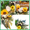 CT0439593JS_2 22 in Welcome Sign Wreath for Spring Summer Outdoor Indoor | Sunflower Bow Wreath for Front Door Porch Wall Window, Farmhouse Wreath for Everyday Home Decor Year Round