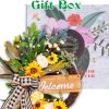 CT0439593JS_3 22 in Welcome Sign Wreath for Spring Summer Outdoor Indoor | Sunflower Bow Wreath for Front Door Porch Wall Window, Farmhouse Wreath for Everyday Home Decor Year Round