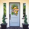 CT0439593JS_4 22 in Welcome Sign Wreath for Spring Summer Outdoor Indoor | Sunflower Bow Wreath for Front Door Porch Wall Window, Farmhouse Wreath for Everyday Home Decor Year Round