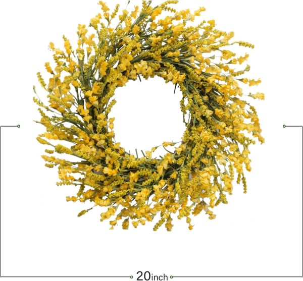 CT0439610JS_3 TEMPUS 20 Inch Yellow Flower String for Front Doors Wreath Spring and Summer Wreath for Indoor and Outdoor Decor Rustic and Farmhouse Style Home Decor(Yellow )