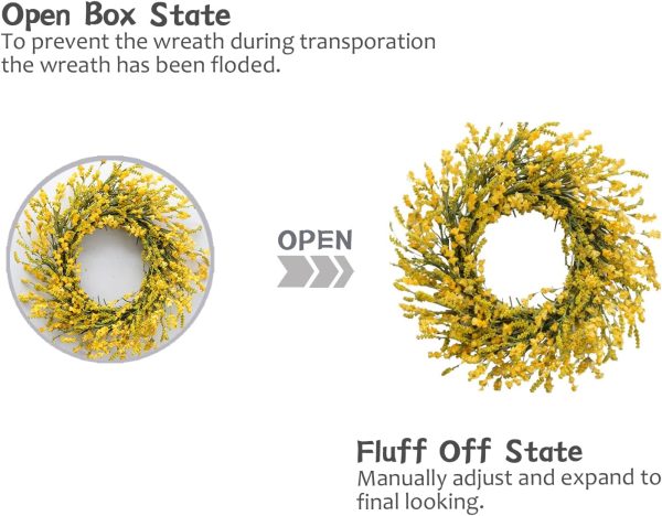 CT0439610JS_4 TEMPUS 20 Inch Yellow Flower String for Front Doors Wreath Spring and Summer Wreath for Indoor and Outdoor Decor Rustic and Farmhouse Style Home Decor(Yellow )