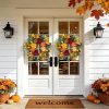 CT0439617JS_4 Pinkpuii 24 Inch Harvest Fall Wreaths for Front Door Outside,Porch,Entryway | Artificial Silk Autumn Wreath with Peony Dahlia Pumpkin Sunflower Pear–Indoor Outdoor Thanksgiving Halloween Door Decorations