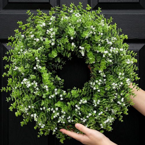 CT0439800JS_1 26In Artificial Boxwood Wreaths for Front Door,Boxwood Spring Summer Door Wreath,Artificial Greenery Wreath, Hanging for Home Porch Farmhouse Window Wedding Party Decor All Year Round Indoor Outdoor