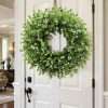 CT0439800JS_3 26In Artificial Boxwood Wreaths for Front Door,Boxwood Spring Summer Door Wreath,Artificial Greenery Wreath, Hanging for Home Porch Farmhouse Window Wedding Party Decor All Year Round Indoor Outdoor