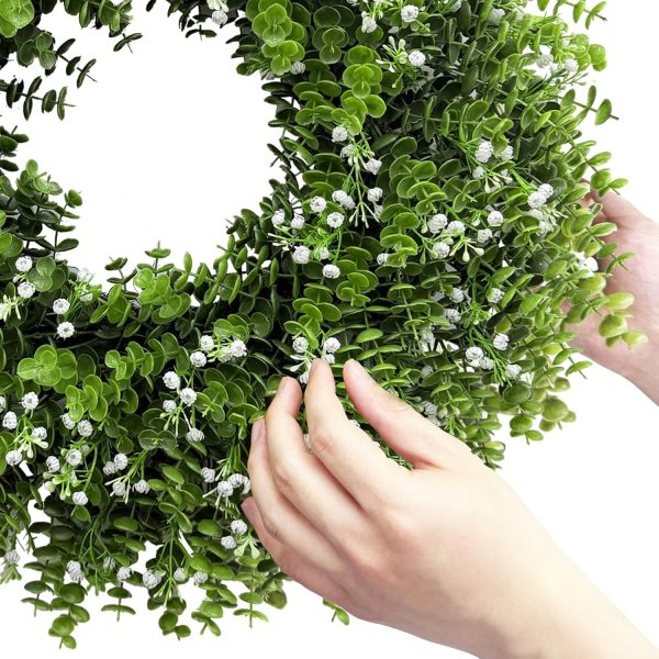 CT0439800JS_4 26In Artificial Boxwood Wreaths for Front Door,Boxwood Spring Summer Door Wreath,Artificial Greenery Wreath, Hanging for Home Porch Farmhouse Window Wedding Party Decor All Year Round Indoor Outdoor