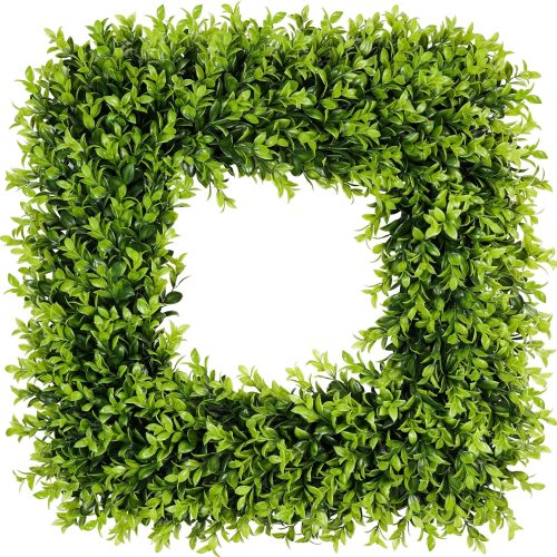 CT0439819JS_1 20 Inch Large Boxwood Wreath Spring Summer Artificial Green Wreaths for Front Door Farmhous Wedding Window Hanging Wall All Year Round Indoor & Outdoor St Patrick's Day Decor