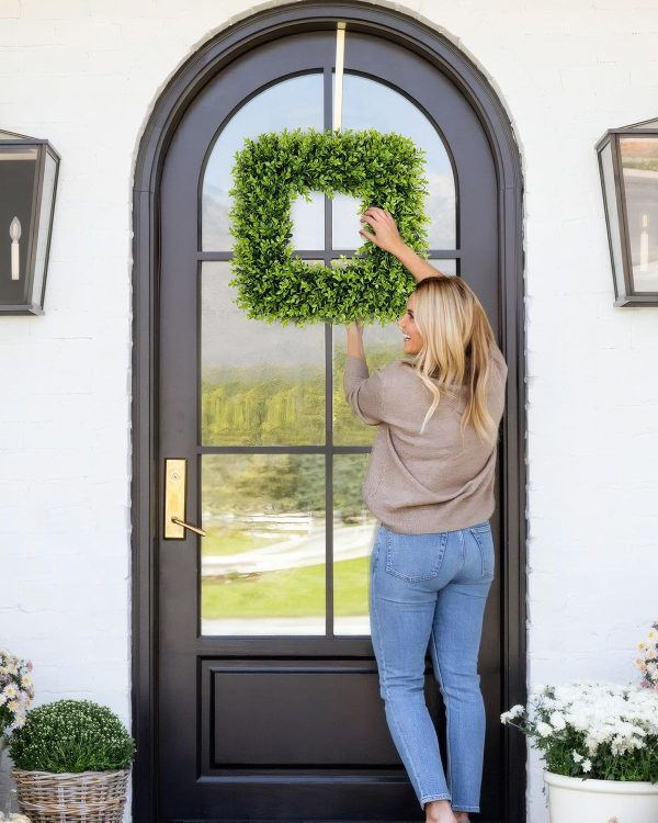20 Inch Large Boxwood Wreath Spring Summer Artificial Green Wreaths for Front Door Farmhous Wedding Window Hanging Wall All Year Round Indoor & Outdoor St Patrick's Day Decor