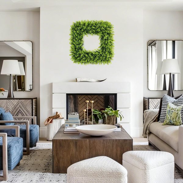 20 Inch Large Boxwood Wreath Spring Summer Artificial Green Wreaths for Front Door Farmhous Wedding Window Hanging Wall All Year Round Indoor & Outdoor St Patrick's Day Decor