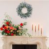 24 Inch Blue Floral Wreath for Front Door, Artificial Eucalyptus Wreath with Blue Daisy and White Wildflowers, Spring Summer Wreath for Farmhouse Home Wall Wedding Decor, All Seasons
