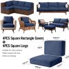 CT0439921JS_2 8Pcs Outdoor Cushion Covers, Stretch Patio Furniture Couch Chair Slipcovers | Washable, Pet Friendly, Seat Replacement Covers, Soft Sofa Slip Covers, 4-Large+4-Rectangle 20-27", Easy Renew, Navy Blue