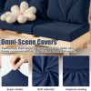 CT0439921JS_4 8Pcs Outdoor Cushion Covers, Stretch Patio Furniture Couch Chair Slipcovers | Washable, Pet Friendly, Seat Replacement Covers, Soft Sofa Slip Covers, 4-Large+4-Rectangle 20-27", Easy Renew, Navy Blue