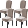 H.VERSAILTEX Dining Chair Covers Stretch for Dining Room Set of 4 Parson Chair Slipcovers Protectors, Soft Thick Solid Velvet Fabric Washable, Taupe