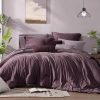 CT0439938JS_1 Monbix Queen Size Comforter Set 7 Pieces Italian Plum Bed in a Bag | Cationic Dyeing Reversible All Season Bedding Sets with Comforter, Sheets, Pillowcases & Shams