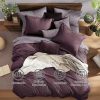 CT0439938JS_2 Monbix Queen Size Comforter Set 7 Pieces Italian Plum Bed in a Bag | Cationic Dyeing Reversible All Season Bedding Sets with Comforter, Sheets, Pillowcases & Shams