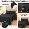 Queen Comforter Set Black, 7 Pieces Bed in a Bag Queen, Lightweight Microfiber Bedding Set with Comforter, Flat Sheet, Fitted Sheet, Pillowcases & Shams, Deep Pocket All Season Bed Set