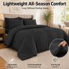Queen Comforter Set Black, 7 Pieces Bed in a Bag Queen, Lightweight Microfiber Bedding Set with Comforter, Flat Sheet, Fitted Sheet, Pillowcases & Shams, Deep Pocket All Season Bed Set