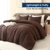 Paxrac Earthy Brown Comforter Queen Size, Neutral 3 Pieces Comforter Set, Lightweight Solid Bedding Set, All Seasons Soft Fluffy Queen Comforter Set (90x90In Comforter & 2 Pillowcases)