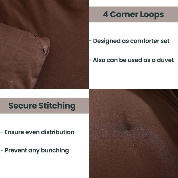 Paxrac Earthy Brown Comforter Queen Size, Neutral 3 Pieces Comforter Set, Lightweight Solid Bedding Set, All Seasons Soft Fluffy Queen Comforter Set (90x90In Comforter & 2 Pillowcases)