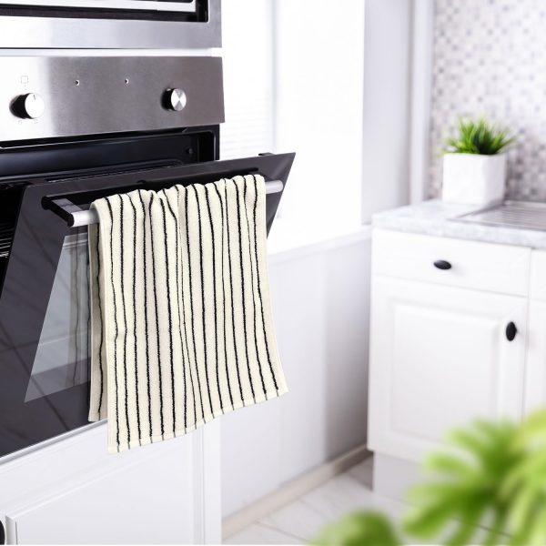 Black and White Striped Hand Towels for Bathroom, Vintage Kitchen Decor | Guest Use, Adults & Kids, Natural Cotton, 14” x 29”