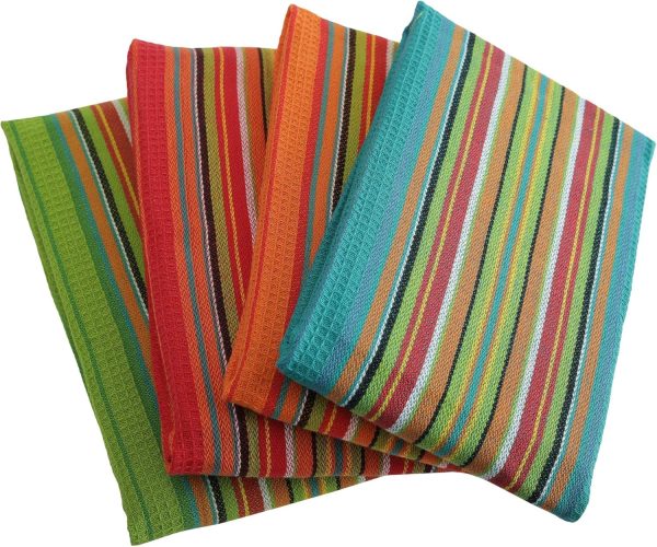 CT0440146JS_2 DG Collections 100% Cotton Salsa Kitchen Towels – 8 Pack, Super Absorbent Dish Towels, 16x28 Inch, Lint-Free, Durable Weave – Reusable Kitchen Cleaning Cloths for Home & Restaurants
