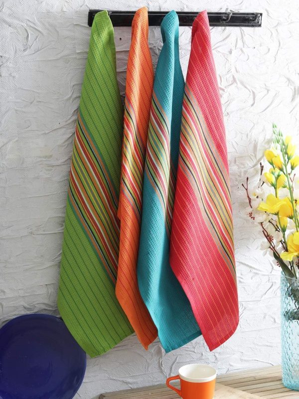 CT0440146JS_4 DG Collections 100% Cotton Salsa Kitchen Towels – 8 Pack, Super Absorbent Dish Towels, 16x28 Inch, Lint-Free, Durable Weave – Reusable Kitchen Cleaning Cloths for Home & Restaurants