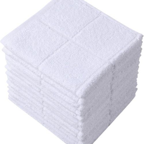 Glynniss Dishcloths Kitchen Highly Absorbent Dish Rags 100% Cotton Dish Cloths for Washing Dishes, Cleaning (11 x 11 Inches, 12 pcs, White) | Good absorption, for cleaning drying wiping dusting, machine wash,kitchen dish towels, 100% cotton,11x11 inches, pack 12