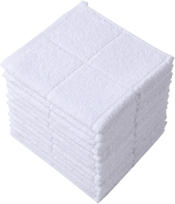 CT0440150JS_1 Glynniss Dishcloths Kitchen Highly Absorbent Dish Rags 100% Cotton Dish Cloths for Washing Dishes, Cleaning (11 x 11 Inches, 12 pcs, White) | Good absorption, for cleaning drying wiping dusting, machine wash,kitchen dish towels, 100% cotton,11x11 inches, pack 12