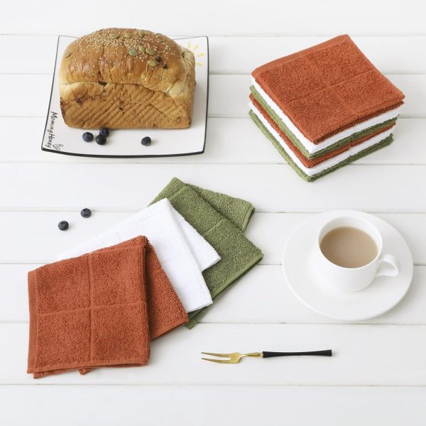 CT0440150JS_2 Glynniss Dishcloths Kitchen Highly Absorbent Dish Rags 100% Cotton Dish Cloths for Washing Dishes, Cleaning (11 x 11 Inches, 12 pcs, White) | Good absorption, for cleaning drying wiping dusting, machine wash,kitchen dish towels, 100% cotton,11x11 inches, pack 12