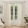 MYSKY HOME Linen Curtains for Living Room, Natural Semi Sheer Curtains & Drapes 84 inches Length 2 Panels Set Farmhouse Country Boho Style Back Tab Draperies for Sliding Glass Door, 50" Wide, Linen