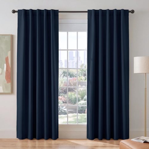 PONY DANCE Navy Blue Blackout Curtains 84 inch Length 2 Panels Set