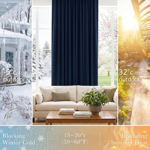 PONY DANCE Navy Blue Blackout Curtains 84 inch Length 2 Panels Set