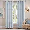 jinchan Blue Linen Textured Curtains 84 Inch Length for Living Room Grommet Top Farmhouse Light Filtering Window Drapes for Bedroom, 2 Panels Heathered Sky Blue