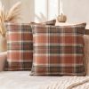 AVOIN colorlife Fall Caramel Brown Plaid Decorative Throw Pillow Covers, 18 x 18 Inch Holiday Scottish Tartan Cushion Case Farmhouse Decoration for Sofa Couch Set of 2