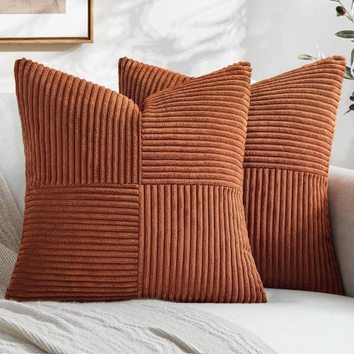 MIULEE Fall Rust Boho Decorative Throw Pillow Covers for Couch 18x18 Inch