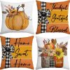 CT0440266JS_1 Fall Pillow Covers 18x18 Set of 4 Rustic Indoor Outdoor Decorations Fall Decor for Home Orange Throw Pillow Covers,Thankful Grateful Linen Autumn Cushion Case for Sofa Couch Chair Bedroom