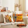 CT0440266JS_2 Fall Pillow Covers 18x18 Set of 4 Rustic Indoor Outdoor Decorations Fall Decor for Home Orange Throw Pillow Covers,Thankful Grateful Linen Autumn Cushion Case for Sofa Couch Chair Bedroom