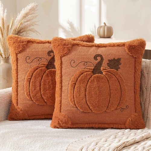 AVOIN colorlife Caramel Fall Pumpkin Throw Pillow Covers 18x18 Inch 2PC