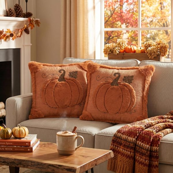 AVOIN colorlife Caramel Fall Pumpkin Throw Pillow Covers 18x18 Inch 2PC