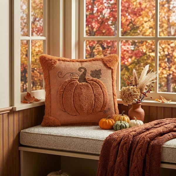 AVOIN colorlife Caramel Fall Pumpkin Throw Pillow Covers 18x18 Inch 2PC