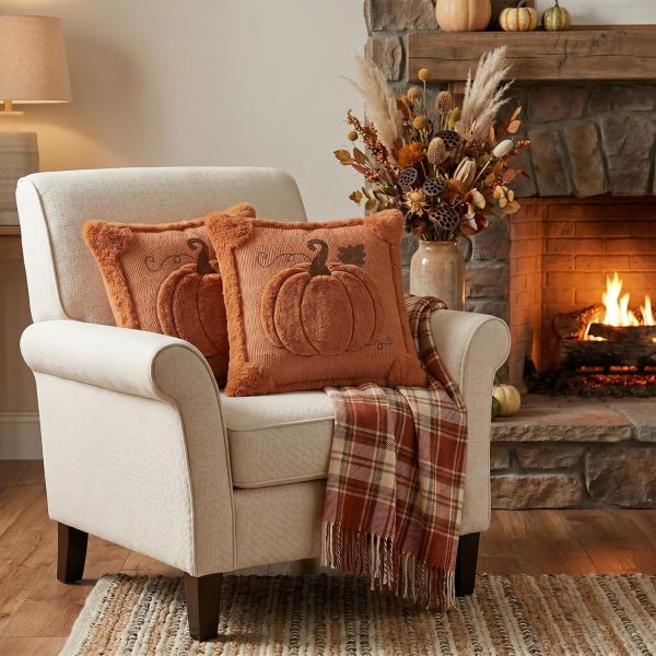 AVOIN colorlife Caramel Fall Pumpkin Throw Pillow Covers 18x18 Inch 2PC