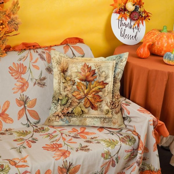 CT0440280JS_4 ONWAY Fall Throw Pillow Covers 18x18 Inch Set of 2 Vintage Pumpkin Decor