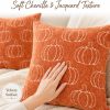 CT0440284JS_2 Fall Pumpkin Chenille Plaid Pillow Covers Autumn Decor 18x18