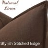 decorUhome Fall Brown Linen Throw Pillow Covers 18x18 Set of 2 | Decorative Soft Cozy Modern Farmhouse Boho Accent Pillow Cases with Flange Edges for Couch Bed Sofa Living Room Home Decor