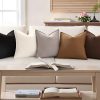 decorUhome Fall Brown Linen Throw Pillow Covers 18x18 Set of 2 | Decorative Soft Cozy Modern Farmhouse Boho Accent Pillow Cases with Flange Edges for Couch Bed Sofa Living Room Home Decor