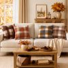 MIULEE Fall Plaid Pillow Covers Boucle Orange 12x20 Set of 2 Lumbar